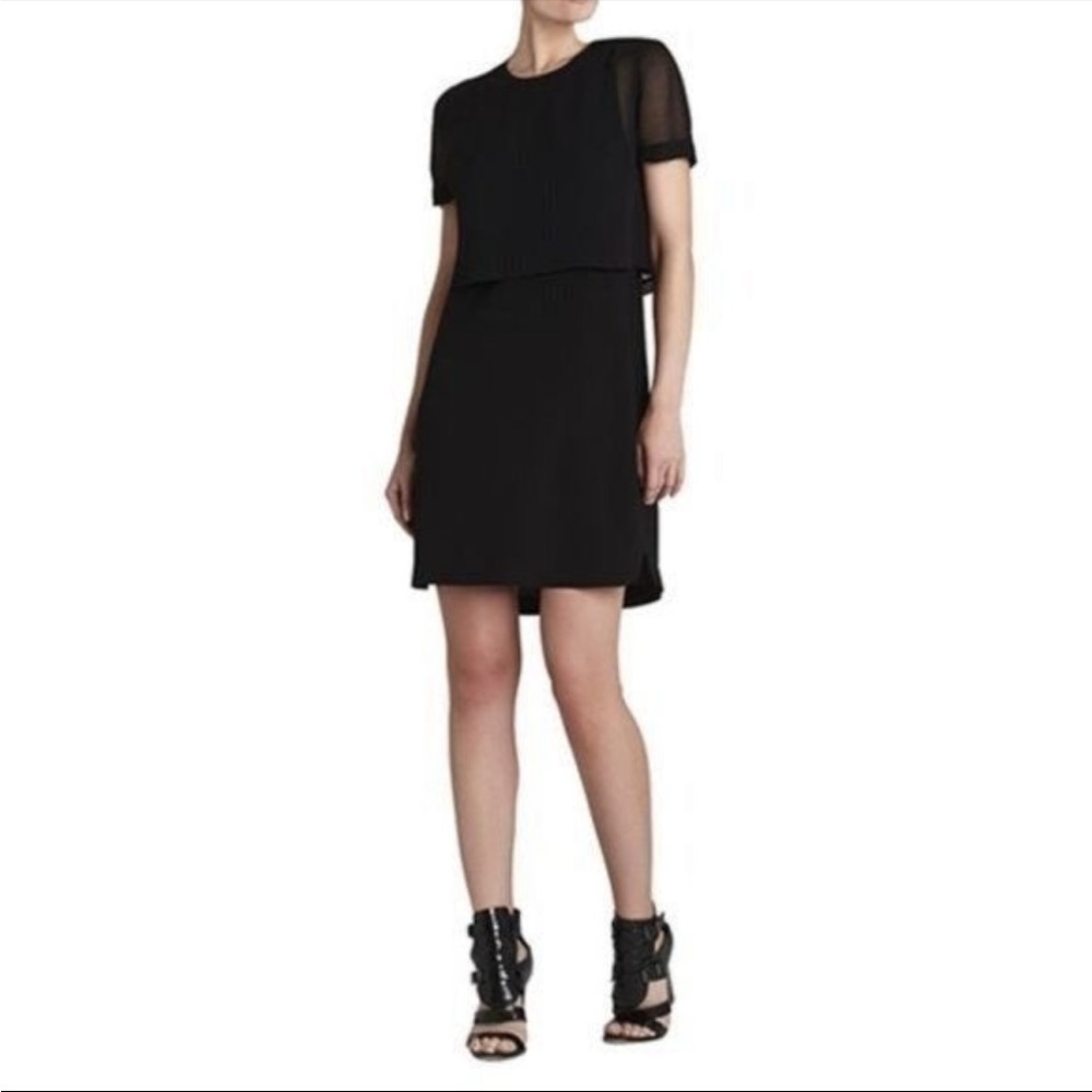 BCBGMaxAzria Kristy Overlay Split Back Mini Dress XXS